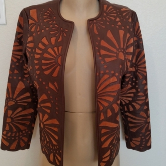 Chico's Brown Suede Leather Blazer S - Picture 1 of 10